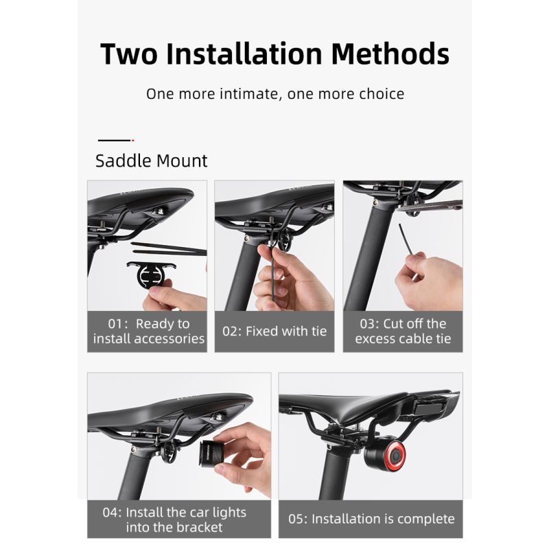 ROCKBROS Q3 cykelbakljus med smart bromssensor för nattcykling vattentät synlighet MTB landsvägssäkerhet