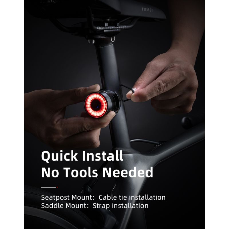ROCKBROS Q3 cykelbakljus med smart bromssensor för nattcykling vattentät synlighet MTB landsvägssäkerhet