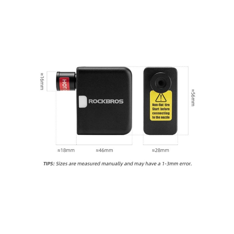 ROCKBROS Cykelpump Bärbar Mini Elektrisk Luftpump med 100PSI Ergonomisk Design och Uppladdningsbar Funktion