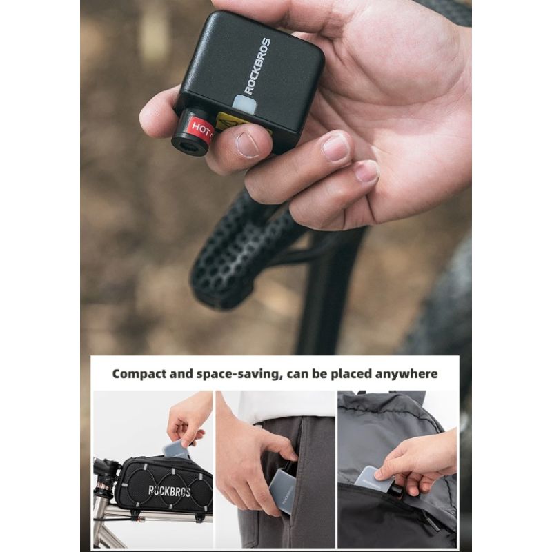 ROCKBROS Cykelpump Bärbar Mini Elektrisk Luftpump med 100PSI Ergonomisk Design och Uppladdningsbar Funktion