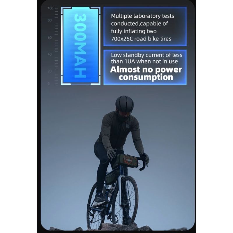 ROCKBROS Cykelpump Bärbar Mini Elektrisk Luftpump med 100PSI Ergonomisk Design och Uppladdningsbar Funktion