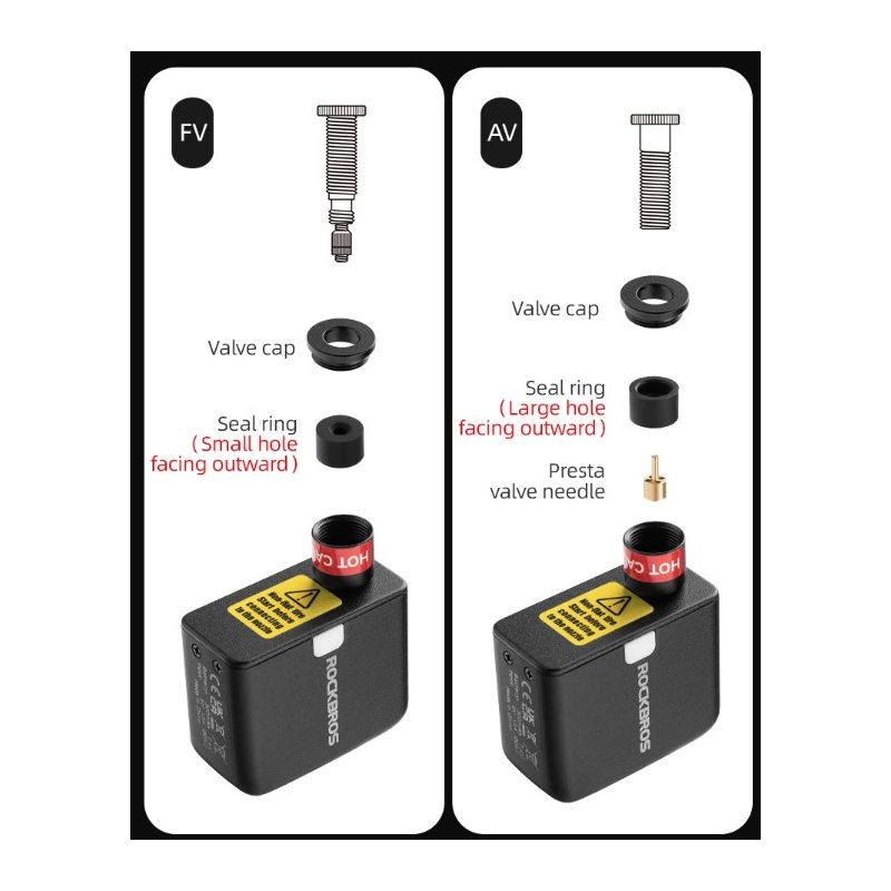 ROCKBROS Cykelpump Bärbar Mini Elektrisk Luftpump med 100PSI Ergonomisk Design och Uppladdningsbar Funktion