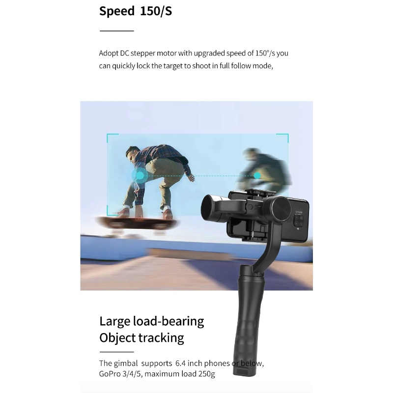 F6 3 Axis Gimbal Handhållen Stabilisator Skakfri Videoinspelning Ergonomiskt Handtag För Mobilfotografering