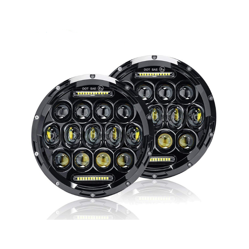 7 tums motorcykel LED-strålkastare med DRL-växlingssignal hållbar för Harley Jeep Wrangler IP67 vattentät
