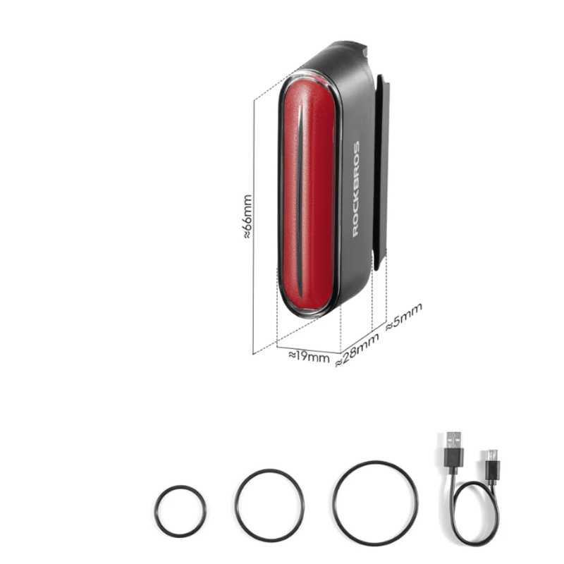 ROCKBROS Magnetiskt Cykelbakljus – IPX6 Vattentät Smart Sensor Cykeltillbehör för Nattcykling & Säkerhet