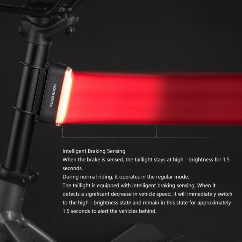 ROCKBROS Magnetiskt Cykelbakljus – IPX6 Vattentät Smart Sensor Cykeltillbehör för Nattcykling & Säkerhet