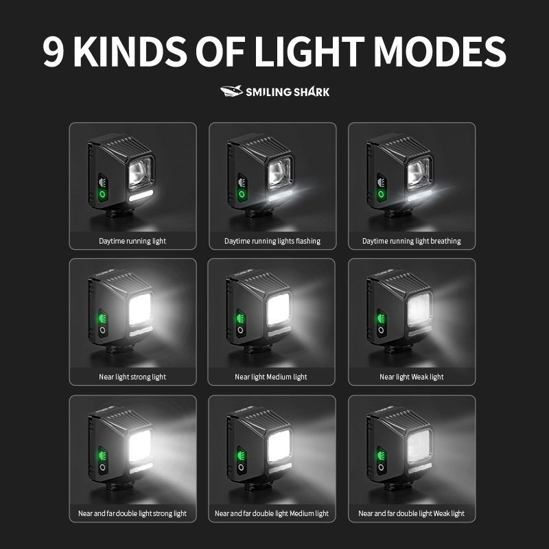 SMILING SHARK EVO1700 hängande cykelljus cykelsäkerhet USB-C uppladdningsbar vattentät LED cykelstrålkastare