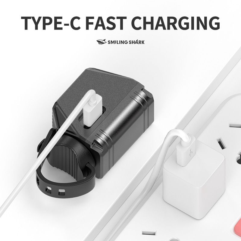 SMILING SHARK EVO1700 hängande cykelljus cykelsäkerhet USB-C uppladdningsbar vattentät LED cykelstrålkastare
