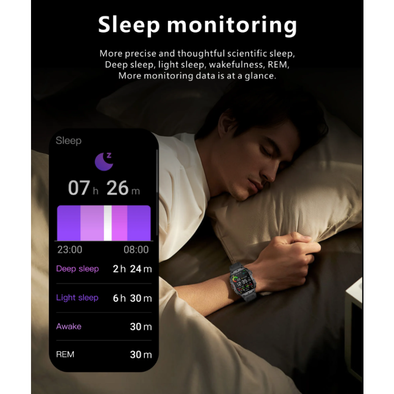 QX11 Smartklocka Herr | IP68 5ATM Utomhussport Fitness Tracker | 1,96