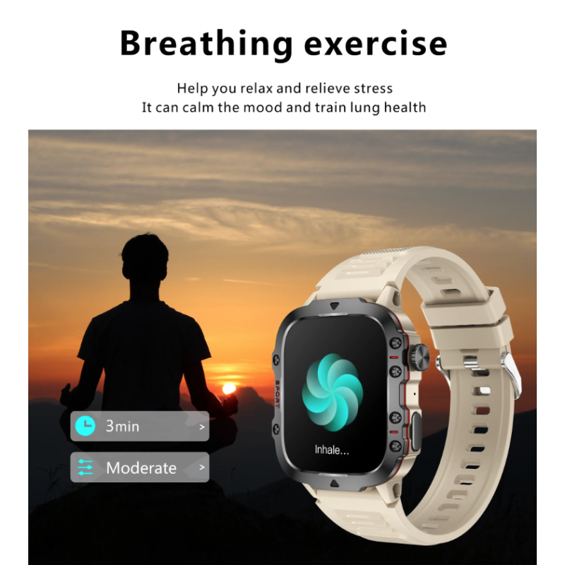 QX11 Smartklocka Herr | IP68 5ATM Utomhussport Fitness Tracker | 1,96