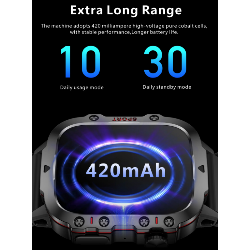 QX11 Smartklocka Herr | IP68 5ATM Utomhussport Fitness Tracker | 1,96