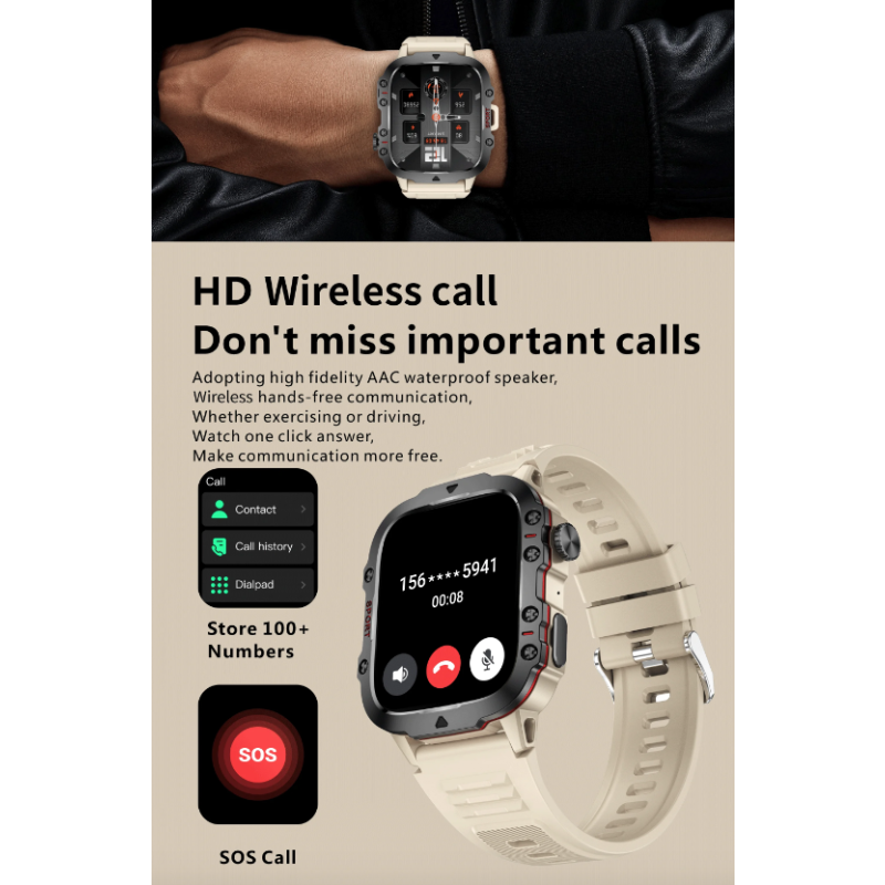 QX11 Smartklocka Herr | IP68 5ATM Utomhussport Fitness Tracker | 1,96