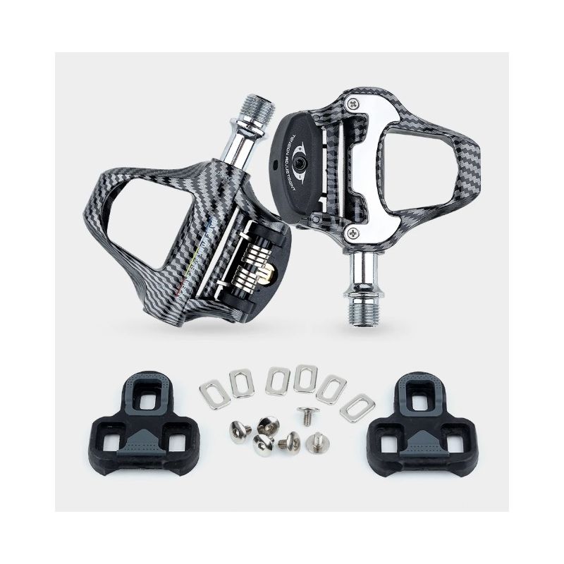 RACEWORK landsvägscykelpedal ultralätt kolfibermönster hög prestanda SPD Keo-kompatibel för cykelentusiaster