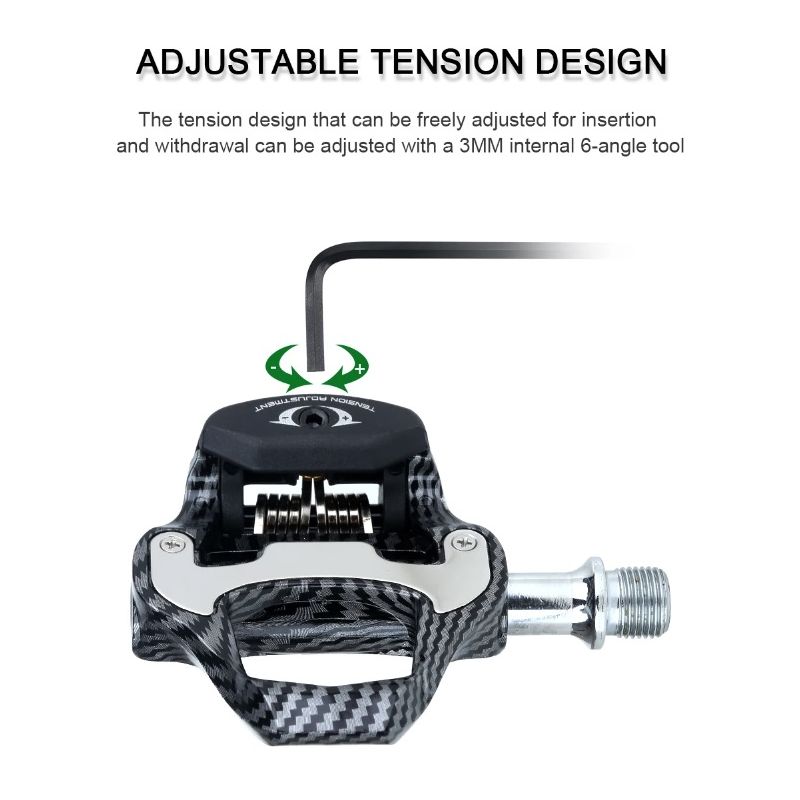 RACEWORK landsvägscykelpedal ultralätt kolfibermönster hög prestanda SPD Keo-kompatibel för cykelentusiaster