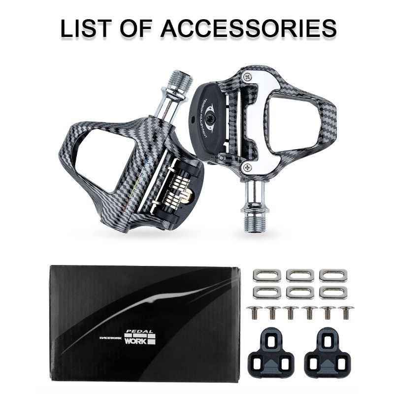RACEWORK landsvägscykelpedal ultralätt kolfibermönster hög prestanda SPD Keo-kompatibel för cykelentusiaster