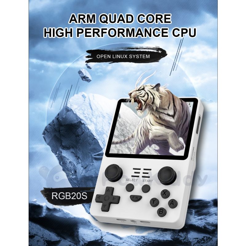 POWKIDDY RGB20S handhållen spelkonsol 3,5 tum IPS retro spelande ultrakompakt design perfekt för barn gåvor