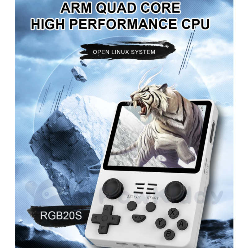 POWKIDDY RGB20S Retrokonsol Handhållen Spelkonsol med 3,5-tums IPS Skärm och RK3326 Stöd för N64 PS1 MAME
