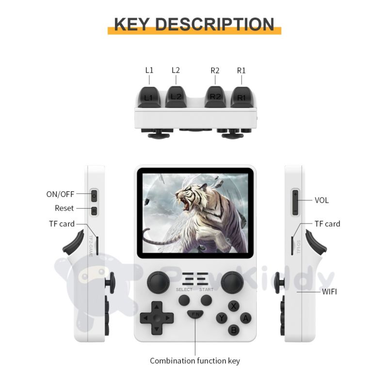 POWKIDDY RGB20S handhållen spelkonsol 3,5 tum IPS retro spelande ultrakompakt design perfekt för barn gåvor