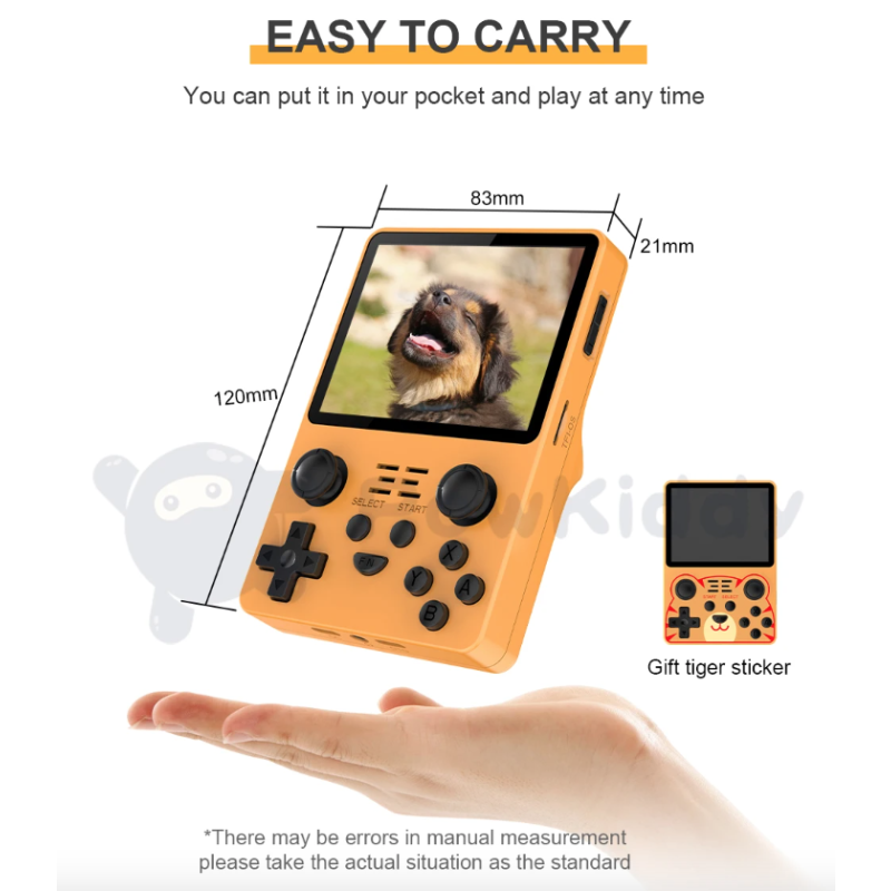 POWKIDDY RGB20S Retrokonsol Handhållen Spelkonsol med 3,5-tums IPS Skärm och RK3326 Stöd för N64 PS1 MAME