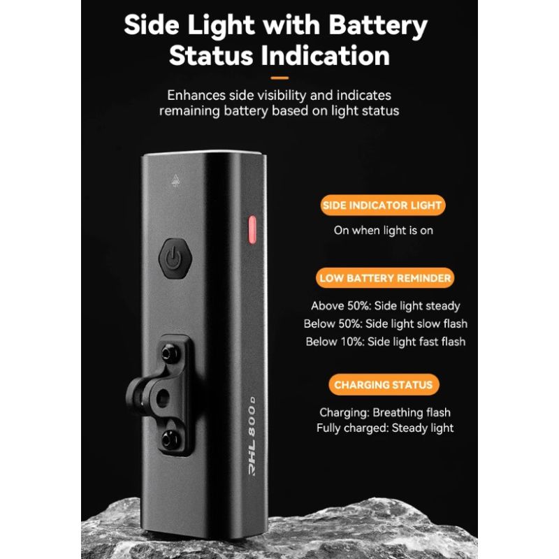 ROCKBROS RHL-1000LUMEN LED cykelfrontljus hög ljusstyrka regntätt Type-C uppladdningsbar för nattcykling