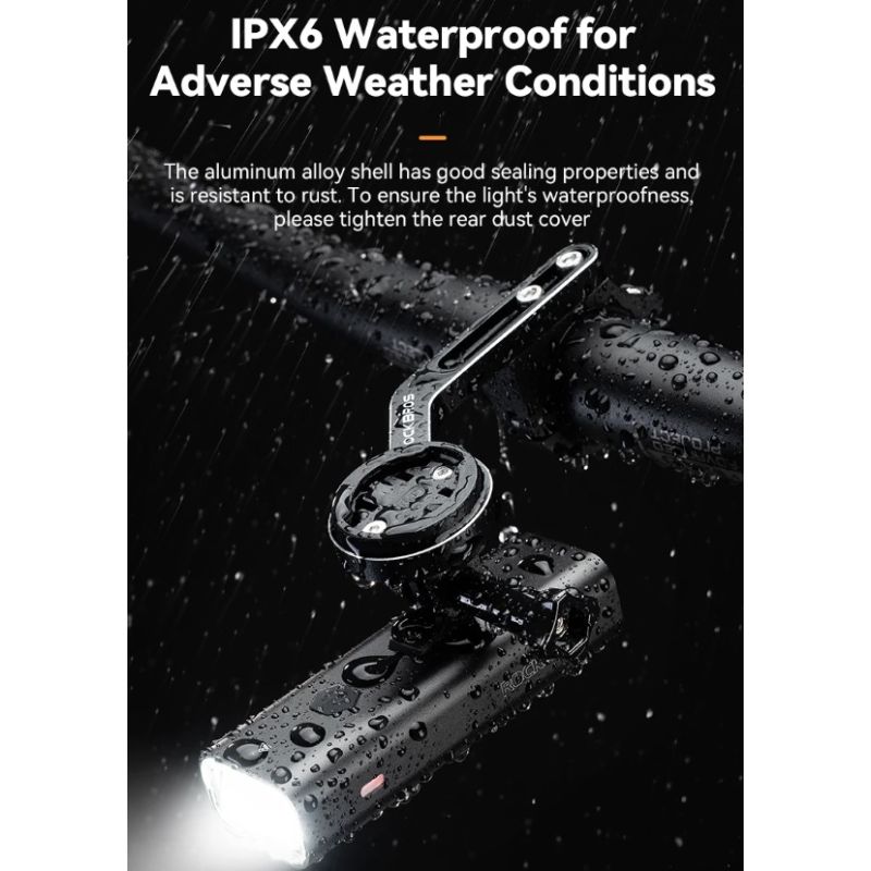 ROCKBROS RHL-1000LUMEN LED cykelfrontljus hög ljusstyrka regntätt Type-C uppladdningsbar för nattcykling