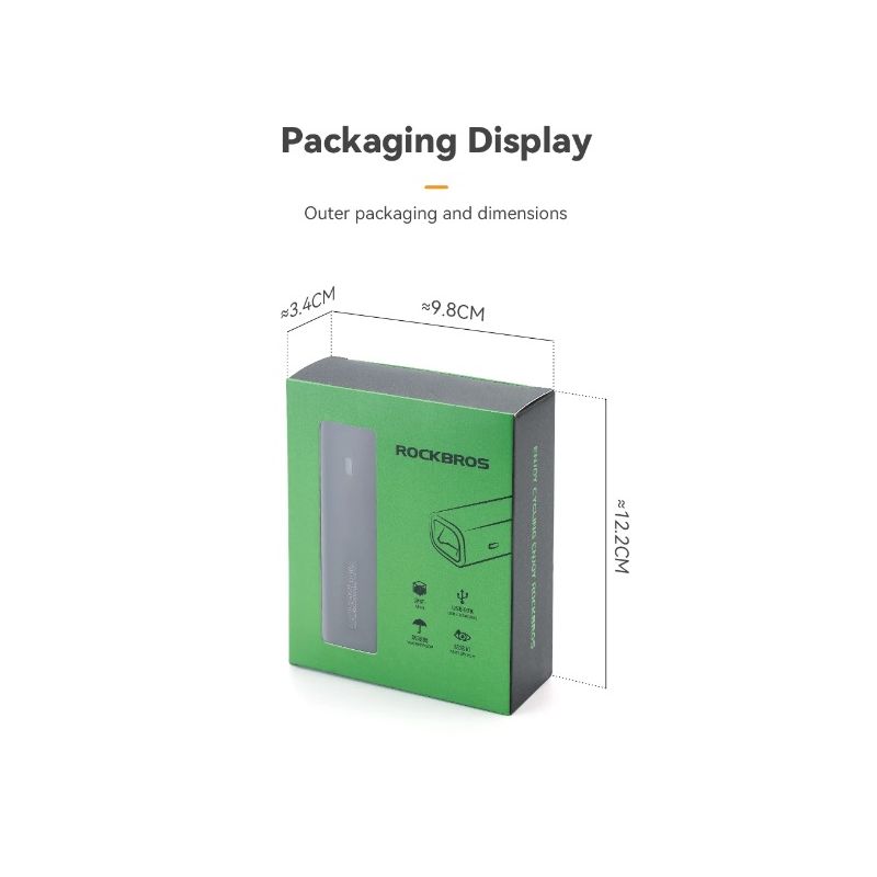 ROCKBROS RHL-1000LUMEN LED cykelfrontljus hög ljusstyrka regntätt Type-C uppladdningsbar för nattcykling