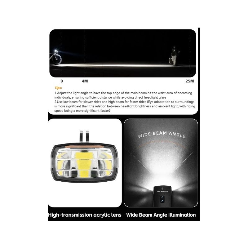 ROCKBROS RHL3000 cykelljus vattentät 10000mAH hög ljusstyrka LED-cykeltillbehör för MTB nattcykling