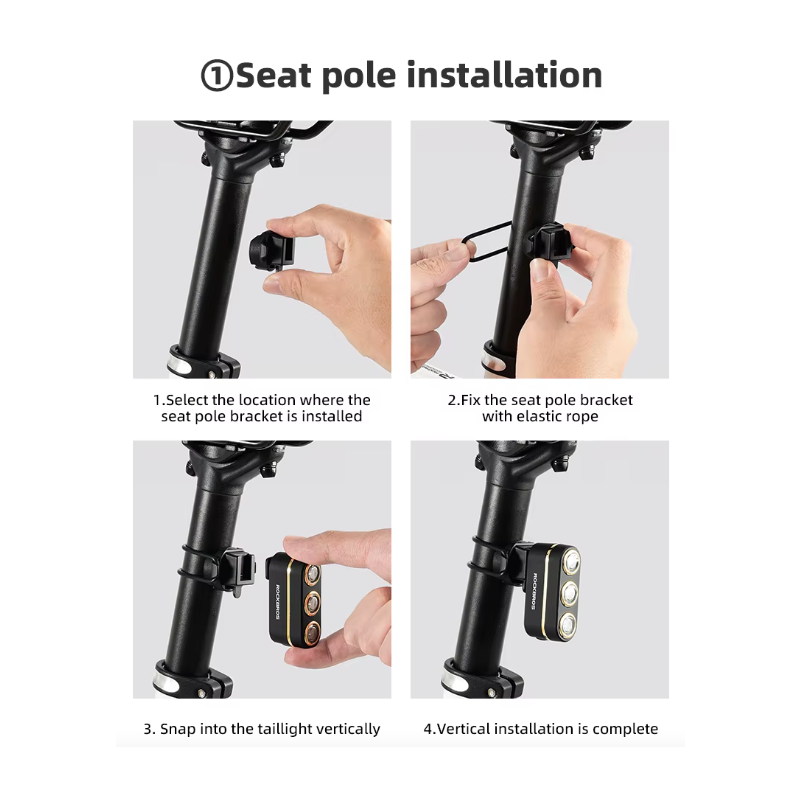 ROCKBROS Smart Cykelbakljus | Bromssensor & IP64 Vattentät | Type-C | Nattcykling Säkerhet