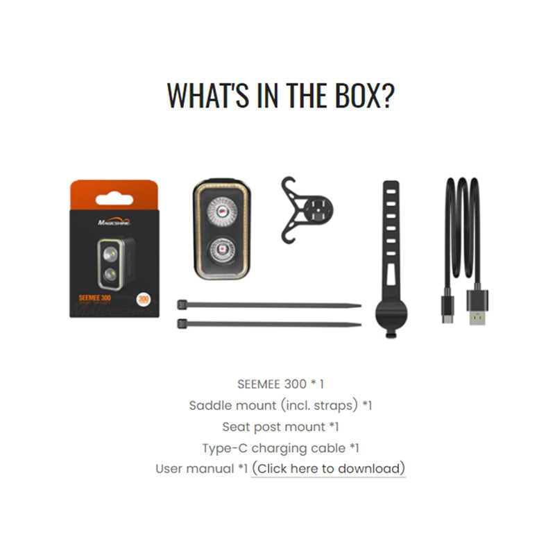 Upptäck Magicshine SEEMEE300 Smart bakljus 300 lumen IPX6 vattentät för cykelsäkerhet och 360° synlighet