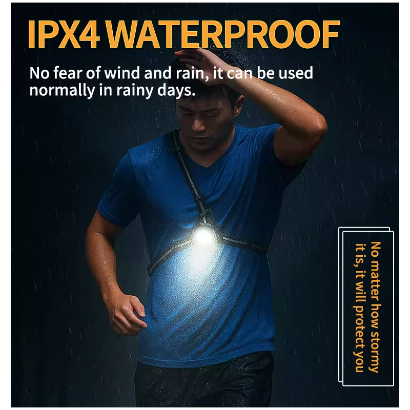 Löparlampa Bröstlampa LED-lampa Ultraljus 500lm & Justerbar stråle, Vattentät, Säker nattlöpning