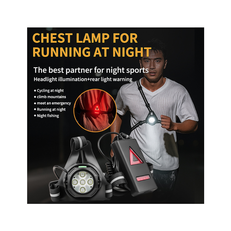Löparlampa Bröstlampa LED-lampa Ultraljus 500lm & Justerbar stråle, Vattentät, Säker nattlöpning