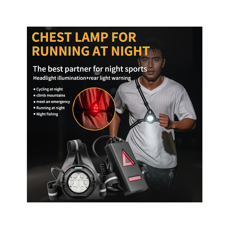 Löparlampa Bröstlampa LED-lampa Ultraljus 500lm & Justerbar stråle, Vattentät, Säker nattlöpning
