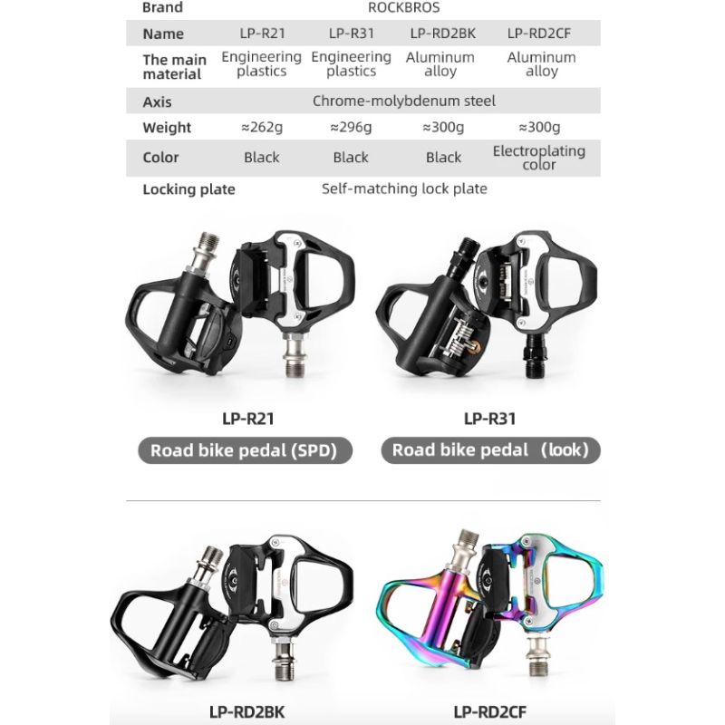 ROCKBROS SPD-SL Cykelpedaler Ultralätt Aluminiumlegering Robust Krommolybdenaxel För Landsvägscykling