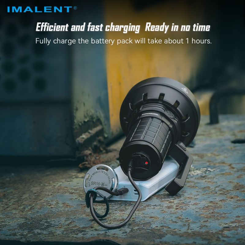 IMALENT SR16: Kraftfull uppladdningsbar LED-ficklampa, 55000 lumen, 1715m lång räckvidd!