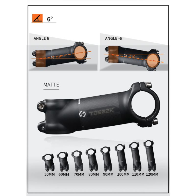 TOSEEK MTB-styrstam aluminium 28.6-31.8mm lättvikt justerbar vinkel hållbar för cykelentusiaster matt svart