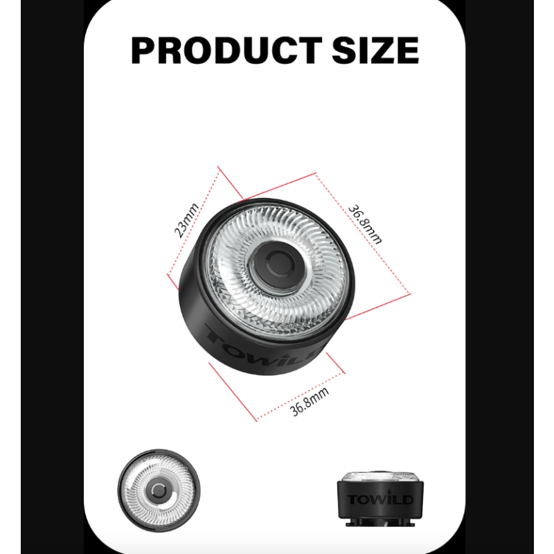 TOWILD TL03Pro uppladdningsbart cykelbakljus med smart bromssensor och sju-färg andningsblixt