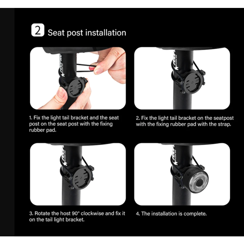 TOWILD TL03Pro uppladdningsbart cykelbakljus med smart bromssensor och sju-färg andningsblixt