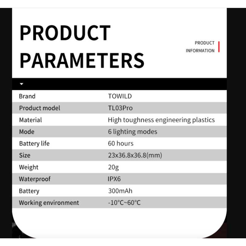 TOWILD TL03Pro uppladdningsbart cykelbakljus med smart bromssensor och sju-färg andningsblixt
