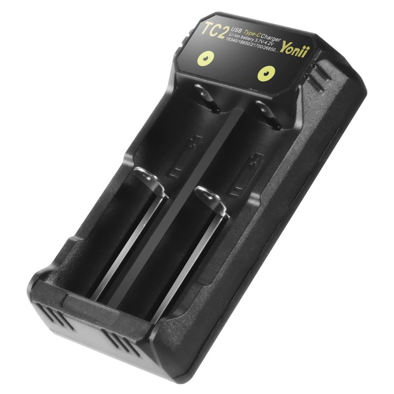 TC2 USB Type-C laddare för Li-ion batterier 18650 21700 snabbladdning och universell kompatibilitet
