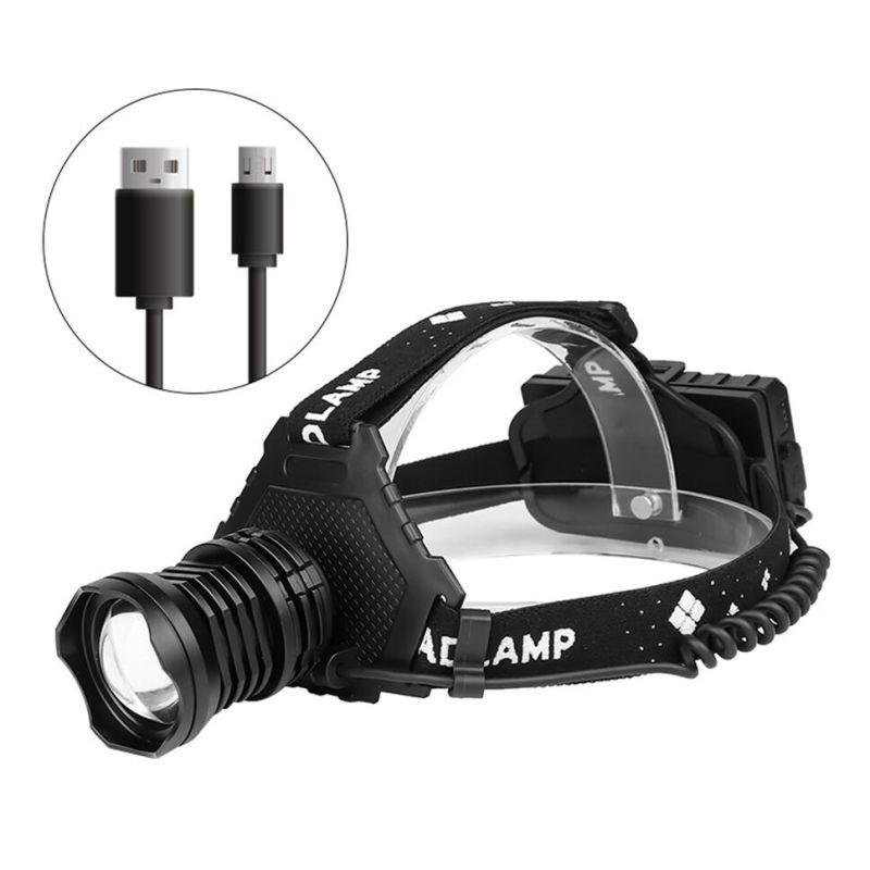 XHP70 LED-strålkastare 8000 lumen USB-uppladdningsbart ljus IPX5 vattentät med justerbara lägen för camping