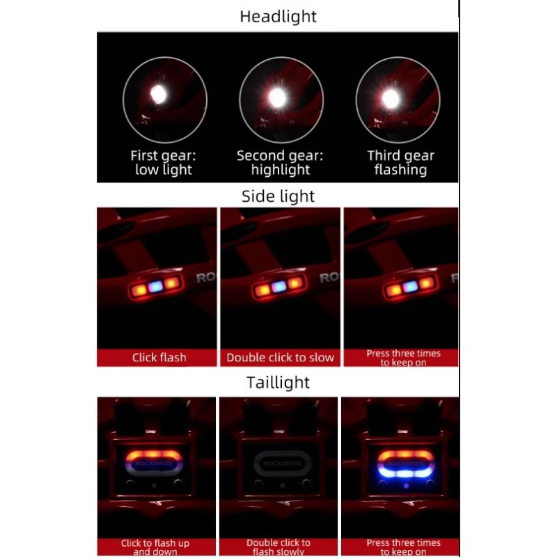 ROCKBROS Lätt Cykelhjälm Ultralätt Hjälm med USB-laddning Insektsnätskydd Bekväm Modern Cykelutrustning