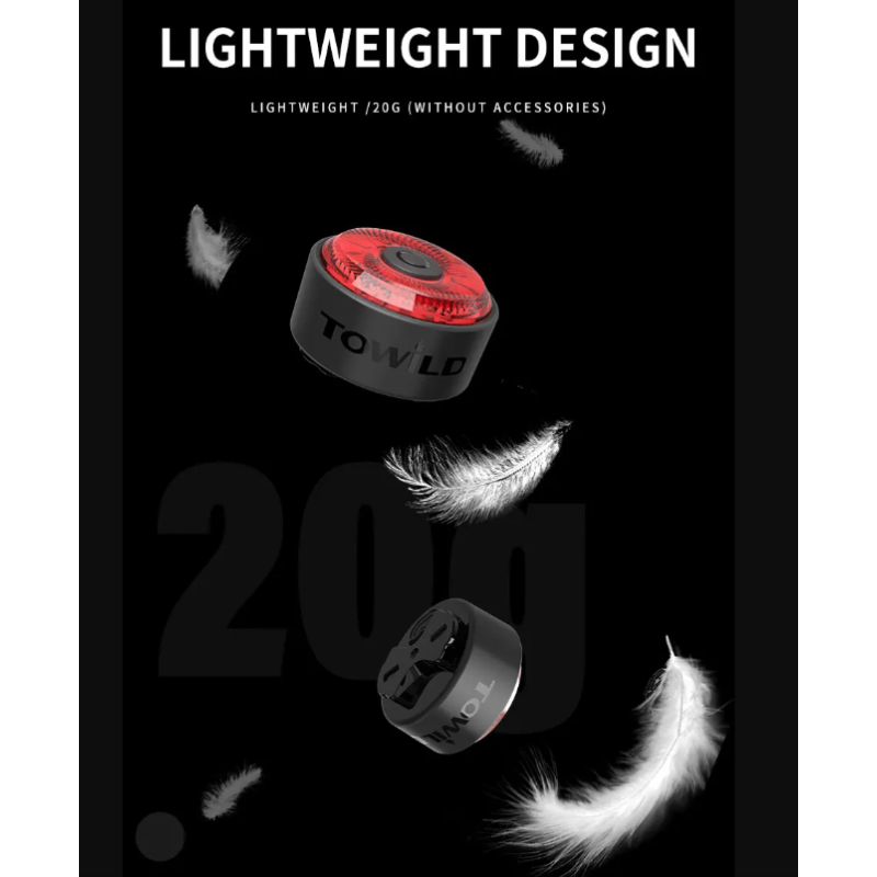 TOWILD TL03 smart cykel bakljus med automatiskt bromssensor ljus och fem blixtlägen för cykelsynlighet