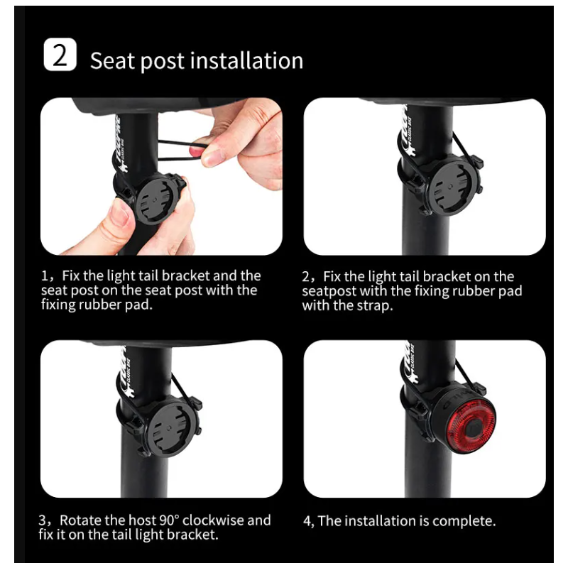 TOWILD TL03 smart cykel bakljus med automatiskt bromssensor ljus och fem blixtlägen för cykelsynlighet