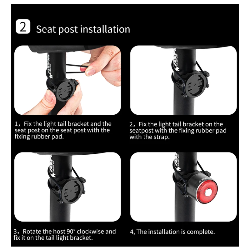 TOWILD TL05 LED-cykelljus med smart auto bromsavkänning IPX6 vattentät och USB-laddning sikkerhetsljus
