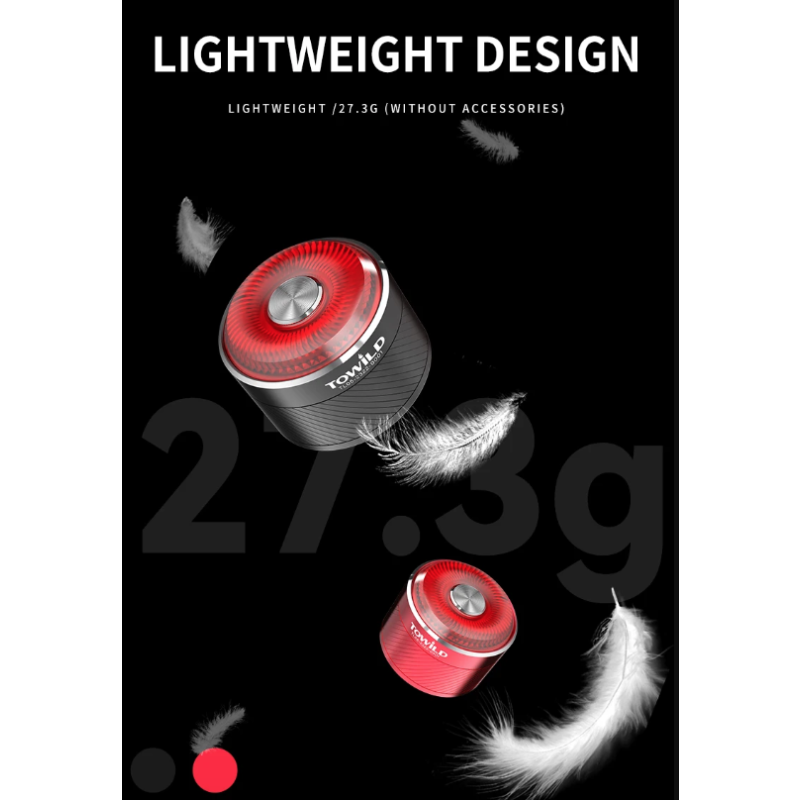 TOWILD TL05 LED-cykelljus med smart auto bromsavkänning IPX6 vattentät och USB-laddning sikkerhetsljus