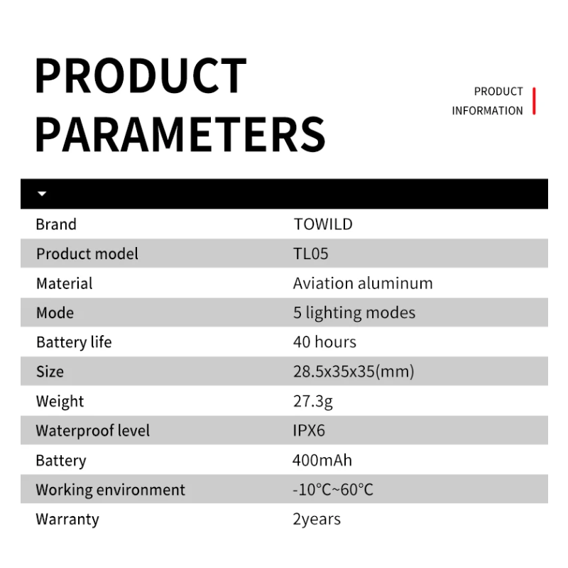 TOWILD TL05 LED-cykelljus med smart auto bromsavkänning IPX6 vattentät och USB-laddning sikkerhetsljus