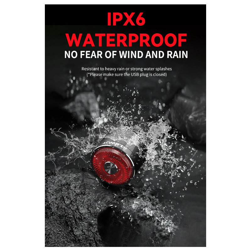 TOWILD TL05 LED-cykelljus med smart auto bromsavkänning IPX6 vattentät och USB-laddning sikkerhetsljus