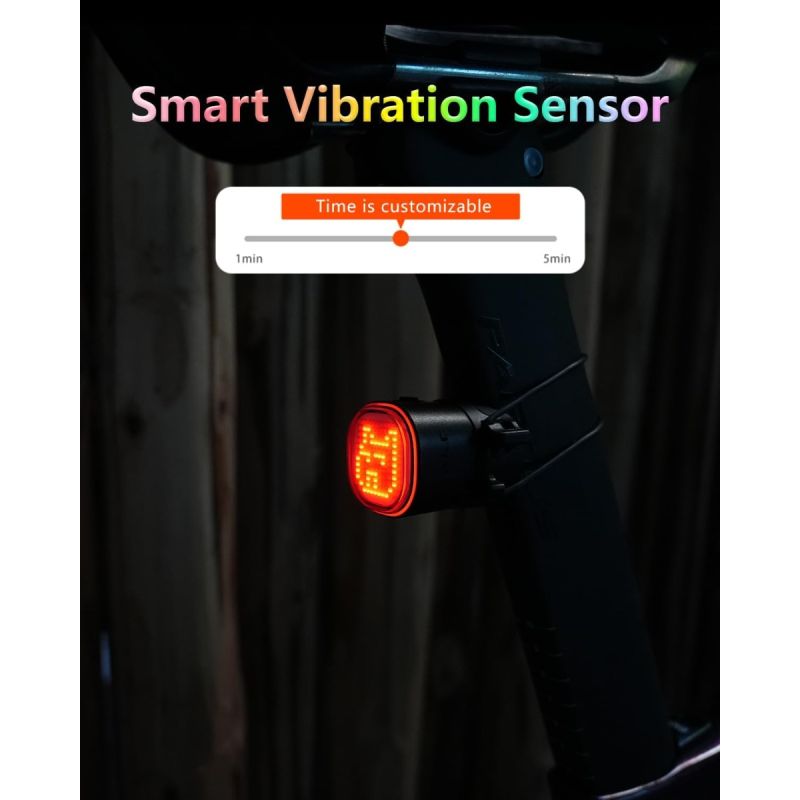 TOWILD TL08 Cykelbaklykta Med Anpassningsbara Mönster | Fullfärg Bromssensor USB-C Laddbar IPX6 Hög Synlighet Säkerhet