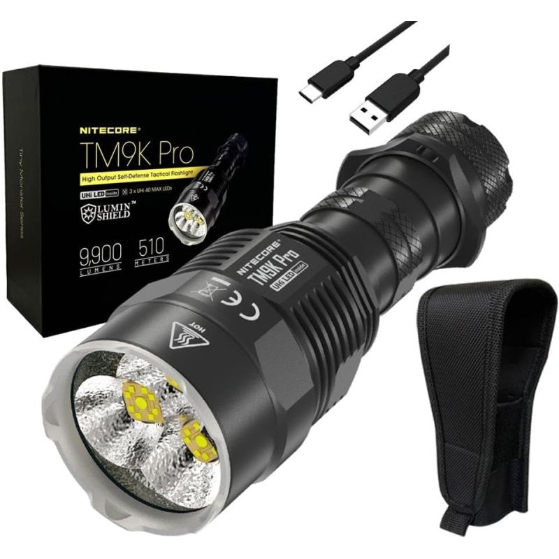 Nitecore TM9K PRO 9900 Lumen ficklampa med USB-C laddning och 510 meters strålavstånd för äventyr och SAR