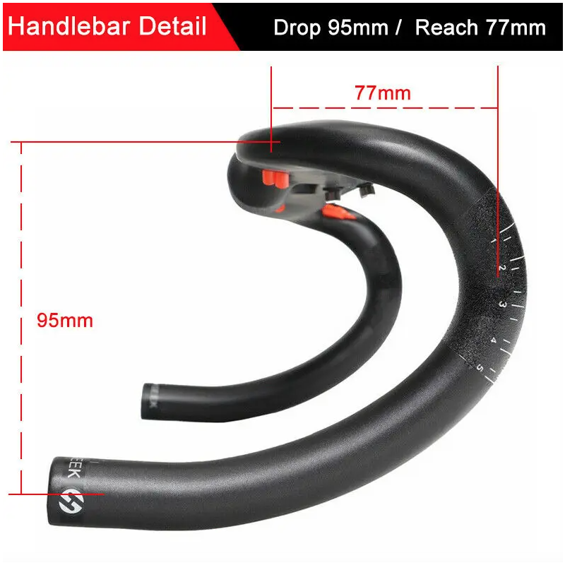 TOSEEK fullkolfiberstyre 400mm 420mm 440mm trådlöst racingdrop cykelstyre högkvalitativt landsvägscykelstyre